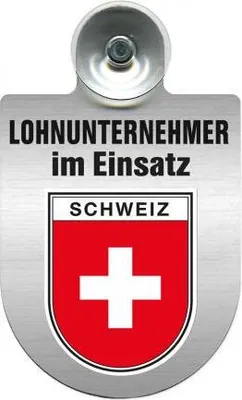 Produktbild von Einsatzschild mit Saugnapf - Lohnunternehmer im Einsatz - incl. Regionenwappen 393824 Color - Region Schweiz