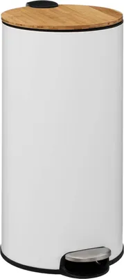 Produktbild von 5Five Mulleimer/Treteimer Bambus - weis - 30L - 38 x 29 x 60 cm