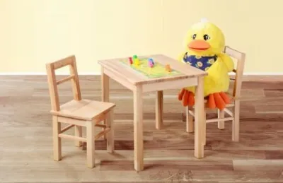 Produktbild von Kindertisch und 2 Kinderstühle kernbuche geölt Kindersitzgruppe