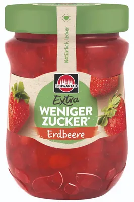 Zdjęcie produktu dla Schwartau Extra truskawkowe smarowidło owocowe z mniejszą ilością cukru 300g