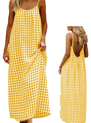 Image de Robe d'été sans manches, à bretelles fines, en mélange de coton, pour femmes