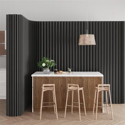 Obrázek produktu pro Paraván, skládací, pro zajištění soukromí, černý, výška 1,8 m, délka 4 m