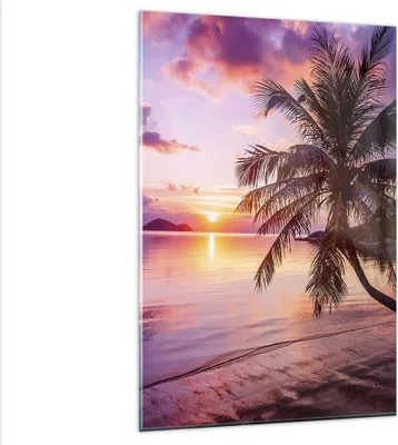 Produktbild von Bilder auf glas - Einteilig - Strand Meer Palme - 80x120cm - Glasbilder - Wandbilder - Bilder - zum Aufhängen bereit - Wanddekoration aus Glas - Glas Bilder - Wandbild auf Glas - GPA80x120-3912