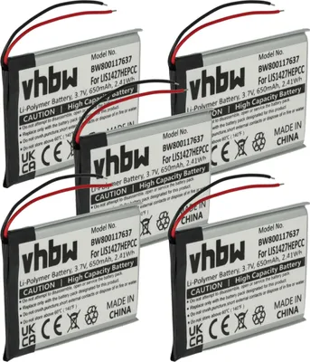 Produktbild von vhbw 5x Akku Ersatz für Plantronics PR-423350 für Wireless Headset Kopfhörer (650 mAh, 3,7 V, Li-Polymer)