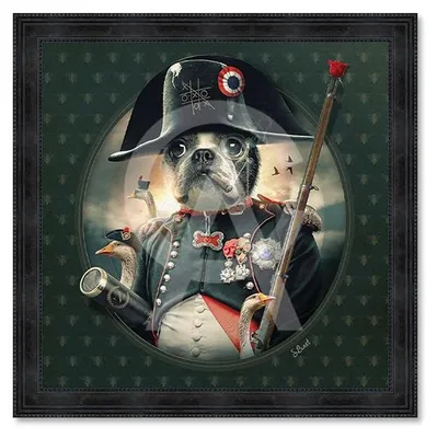 Image de Cadre en bois avec impression en PVC vernis "Napoléon" - Noir - 100 x 100 cm - Collection Binet