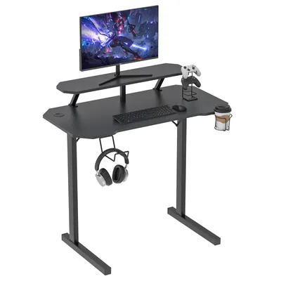 Produktbild von Computertisch Gamingtisch Schreibtisch mit Monitorständer  Gaming Homeoffice Schwarz