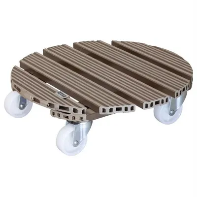 Zdjęcie produktu dla WAGNER Podstawka pod doniczkę WPC Ø 38,5 x 11 cm, do użytku na zewnątrz i wewnątrz, kolor taupe, odporna na warunki atmosferyczne, 2 blokady, nośność 150 kg - 20055601