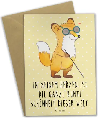 Produktbild von Mr. & Mrs. Panda babykarte Fuchs Blindheit - Gelb Pastell - Geschenk, osterkarten, weihnachtskarten, einladungskarten, Erblindung, osterkarte, vatertagskarte, Grußkarte