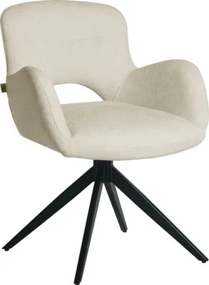 Zdjęcie produktu dla HowHomely Krzesło THEO Beżowy Materiał - Nowoczesny design, Stabilne, Metalowe nogi, Wygodne - z funkcją automatycznego powrotu