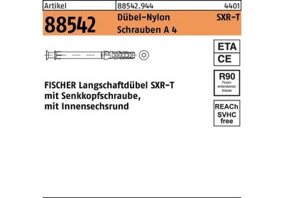 Produktbild von Rahmendübel R 88542 SXR 10x140 T Schrauben A 4/Dübel-Nylon
