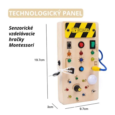 Obrázok produktu pre Montessori senzorická hračka z dreva – Busy Board pre deti od 3 rokov – Tlačidlový panel