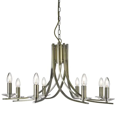 Immagine prodotto di Lampadario Industrial-Nordico Ascona Acciaio Ottone Vetro 8 Luci E14