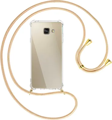 Produktbild von Handykette Backcover-Schutzhülle mit Band (Metall goldfarben) für Samsung Galaxy A5 2016 (SM-A510) - Goldkordel