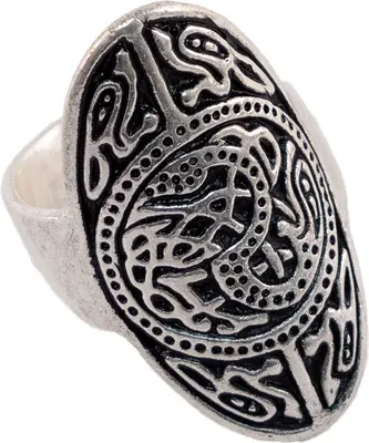 Produktbild von Angelsächsischer Ring versilbert "Trewhiddle", Größe M