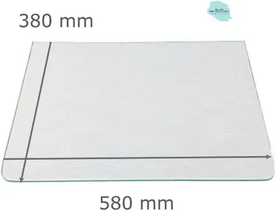 Produktbild von Kühlschrank Einlegeboden - Strukturglas Kathedral 4 mm - 2 abgerundete Ecken - 580 mm x 380 mm - (89,96 EUR / qm - Mindestbfl. 0,25 qm - Kantenb 5,35 EUR / lfm. - Eckenb. 1,00 EUR / Stck.)