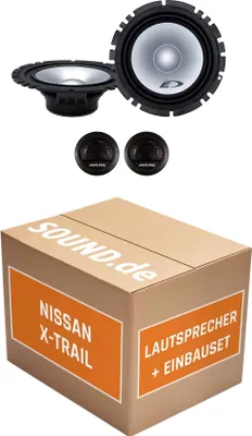 Produktbild von Lautsprecher Boxen Einbaupaket vorne Alpine SXE-1750S passend für Nissan X-Trail T30 | 2x Tief-Mitteltöner 2x Hochtöner
