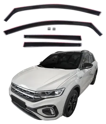 Produktbild von J&J AUTOMOTIVE | GP Windabweiser Für Volkswagen T-Roc Ab 2017, 4tlg, GP Regenabweiser, Schwarz, Getönt, Aerodynamisch, Einfache Montage, Befeistigung mit Clips