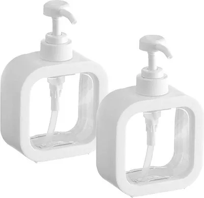 Produktbild von 2 Stück transparente Kunststoff-Shampoo-Dispenser - 300 ml Douchegeldispenser - Pompdispenser - Shampoo- und Seife-Duschgel-Spoeldispenser