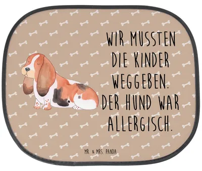 Produktbild von Mr. & Mrs. Panda Scheibenschutz Auto Hund Basset Hound - Hundeglück - Geschenk, Sonnenschutz, Lustig, Sonnenblende, Seitlicher, Süß, Fürs, pkw, Sprüche