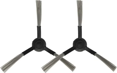 Two side brushes for a robot vacuum cleaner on a white background.