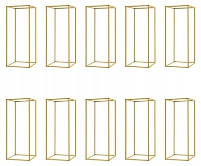 Zdjęcie produktu dla Złoty metalowy stojak na kwiaty 10 sztuk zestaw dekoracje 24 x 24 x 60 cm