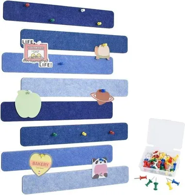 Produktbild von Famanu Filz-Pinnwandstreifen mit 35 Pushpins - Blau