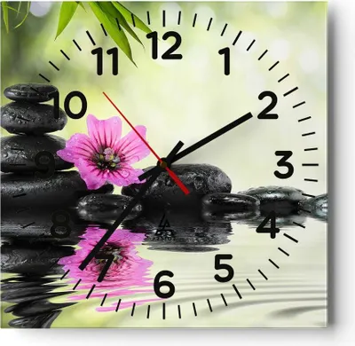 Produktbild von Wanduhr - Quadrat - Glasuhr - Asien kultur japan orientalisch - 30x30cm - Schleichendes Uhrwerk - Lautlos - zum Aufhängen bereit - Dekoration Modern - Wanddekoration aus Glas - C4AC30x30-2555