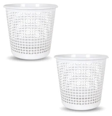 Image de PARENCE. - Lot de 2 poubelles de bureau blanches de 18 litres - Poubelles en plastique de 27,5 x 25 cm