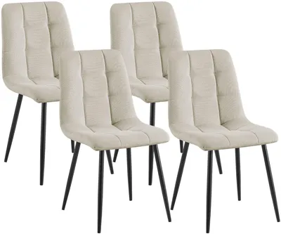 Produktbild von CLP 4er Set Esszimmerstühle Tilde gepolstert mit Rückenlehnen bis 150 kg belastbar creme Material Cord, KI-generiertes Bild
