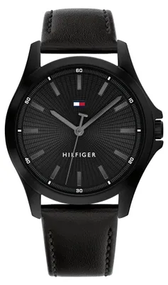 Produktbild von Tommy Hilfiger Uhr mit DREI-Zeiger-Quarzwerkfür Herren mit Schwarzes Lederarmban