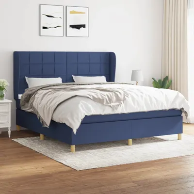Produktbild von The Living Store Boxspringbett mit Matratze Blau 180x200 cm Stoff