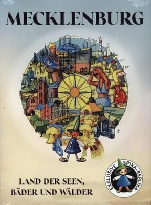Produktbild von Brettspiel Mecklenburg mit Spielplan, Spielanleitung, Würfel und 6 Spielfiguren
