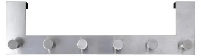 Produktbild von Türgarderobe mit 6 Haken, Kleiderhaken für die Tür ohne Bohren, Türhaken für Küche, Bad, Wohnzimmer und Flur in Silber
