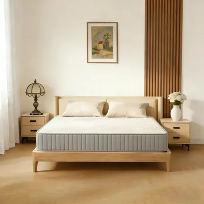 Image de Matelas hybride - 180 x 200 cm - 5 zones ressorts ensachés - Mi-ferme H2/H3 - Isolation des mouvements