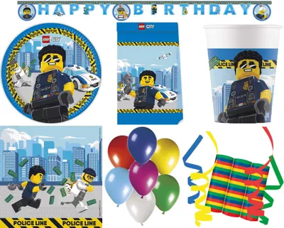 Produktbild von 149-tlg. Set Kindergeburtstag Party Feier Fete Deko Motto Lego City