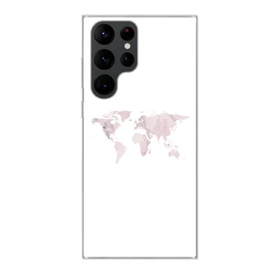 Produktbild von MuchoWow® Handyhülle Schutzhülle Hülle für Samsung Galaxy S22 Ultra Weltkarte - Marmor - Rosa Silikon Softcase Handy Hülle - Abbildung