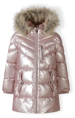 Produktbild von Minoti Wintermantel Mädchen mit Kapuze und Kunstfellbesatz, wattiert, glänzend – Kinder-Mantel Rosa Gr. 134