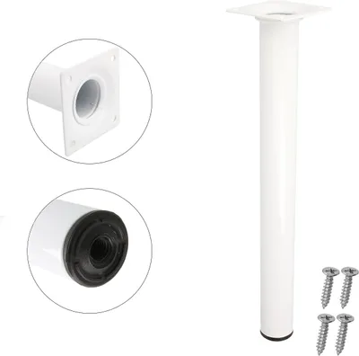 Produktbild von Runder Möbelfuss ø 30mm Weiss Metallstütze Sofafuss Möbelbein Tischbein Möbelstempel Höhe 350mm
