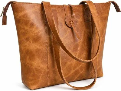 Productafbeelding van Tote bag groot - volnerf leer - bruin - handgemaakt met binnenzak