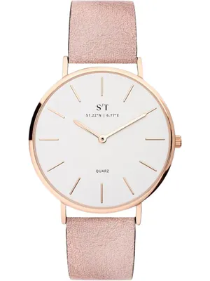 Produktbild von S&T Design Damen Uhr Quarz Lederarmband Rosegold 5 ATM Geschenkbox