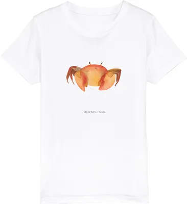 Produktbild von Mr. & Mrs. Panda Teenager T-Shirt Sternzeichen Krebs 12-14 Jahre (152/164) - Weiß - Geschenk, Baumwollshirt Kinder, Kleinkinder, Jungen, Meerestier, Bio, Geburtstag Juni