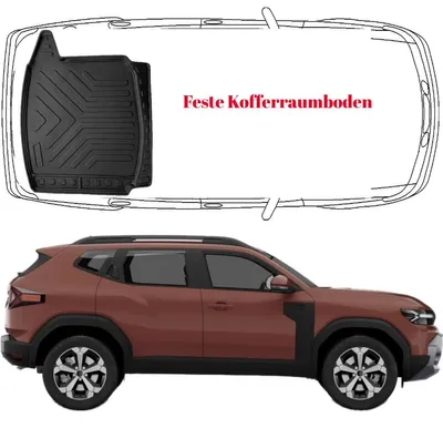 Produktbild von Trimak Kofferraumwanne kompatibel mit DACIA DUSTER 3.Gen Feste Kofferraumboden ab 2024