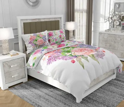 Immagine prodotto di Biancheria da letto 200x220 cm + 2x70x80 cm, set 3 pezzi, 100% cotone, cerniera, Fiori, multicolore - SOVIO | So.9038
