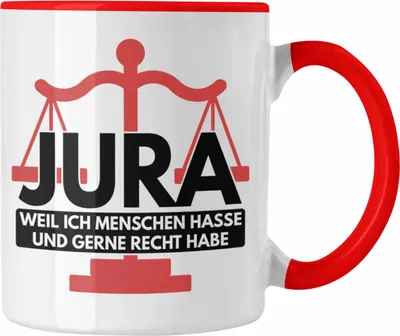 Produktbild von Trendation - Jura Tasse Geschenk Spruch Jurist Geschenkidee Anwalt Jura-Studium Lustige Sprüche Weil Ich Menschen Hasse (Rot)