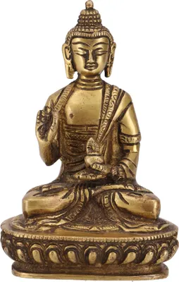 Immagine prodotto di Statua di Buddha in ottone, Amoghasiddhi, 14 cm - Modello 14, dorata, Buddha