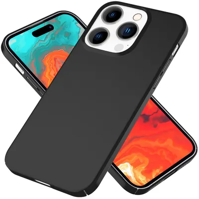 Immagine prodotto di Custodia sottile da 0,5 mm per iPhone 15 Pro Custodia rigida ultra sottile per telefoni cellulari Copertura protettiva nera