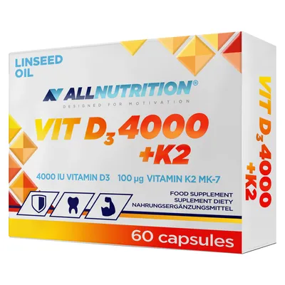 Produktbild von Allnutrition Vitamin D3 4000+ K2, 60 Kapseln