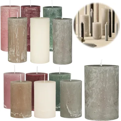Produktbild von LS-LebenStil Exklusive Stumpenkerzen 10x6,8cm Ribe Rustik Grau Frensh - EU - Unparfümiert - 64 Std Brenndauer - Ohne Duft Blockkerzen Kerzen