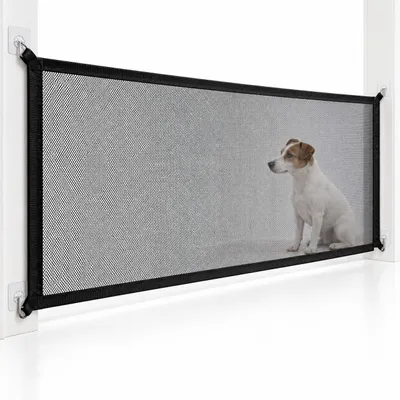 Produktbild von Hundegitter Netz ohne Bohren – Absperrgitter für Türen & Durchgänge, zum Ankleben & Einhängen, für kleine Haustiere – 180 × 72 cm