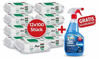Produktbild von Sleepy Easy Clean Oberflächenreinigungstücher – 12x100 White Soap + Glasreiniger GRATIS